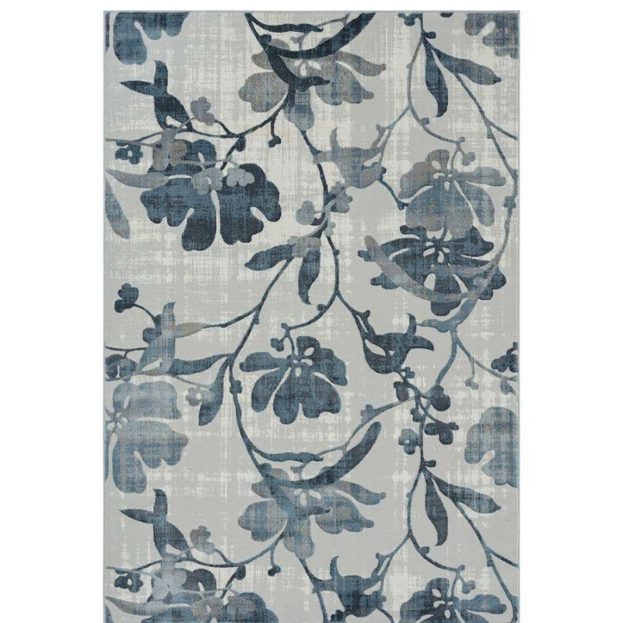 Rugs * | Nova Blue 7.9 Ft. X 10.2 Ft. Floral Polyester Area Rug By Abani