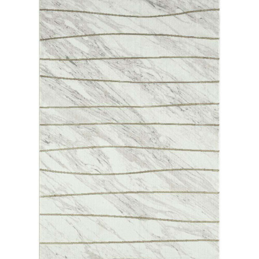 Rugs * | Luna Ivory 6 Ft. X 9 Ft. Striped Polyester Area Rug By Abani