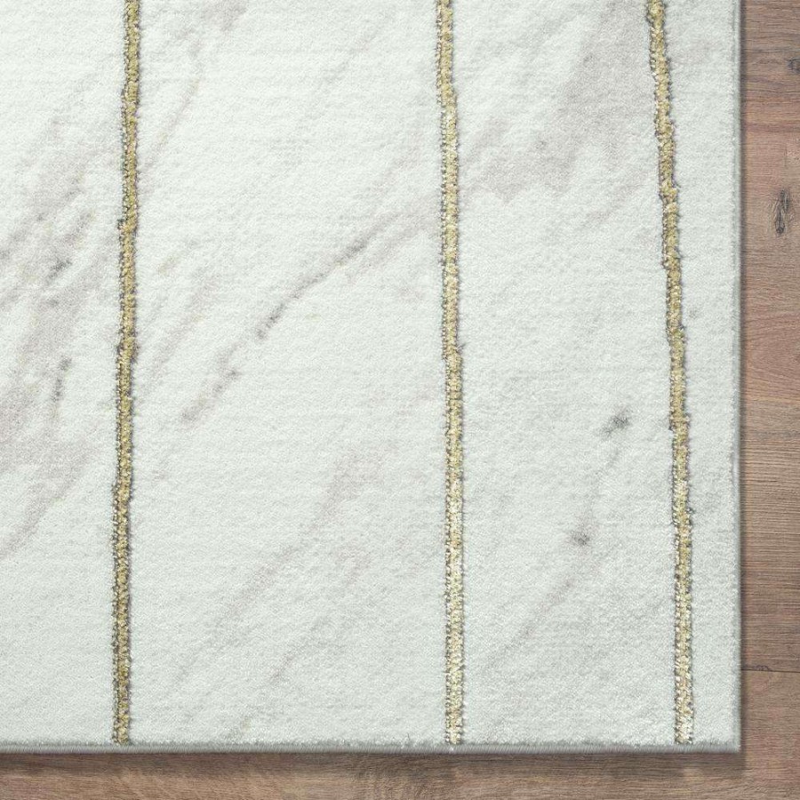 Rugs * | Luna Ivory 6 Ft. X 9 Ft. Striped Polyester Area Rug By Abani