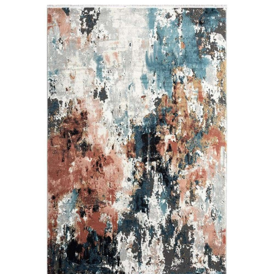 Rugs * | Azure Grey 7 Ft. 9 In. X 10 Ft. 2 In. Abstract Polyester Area Rug By Abani