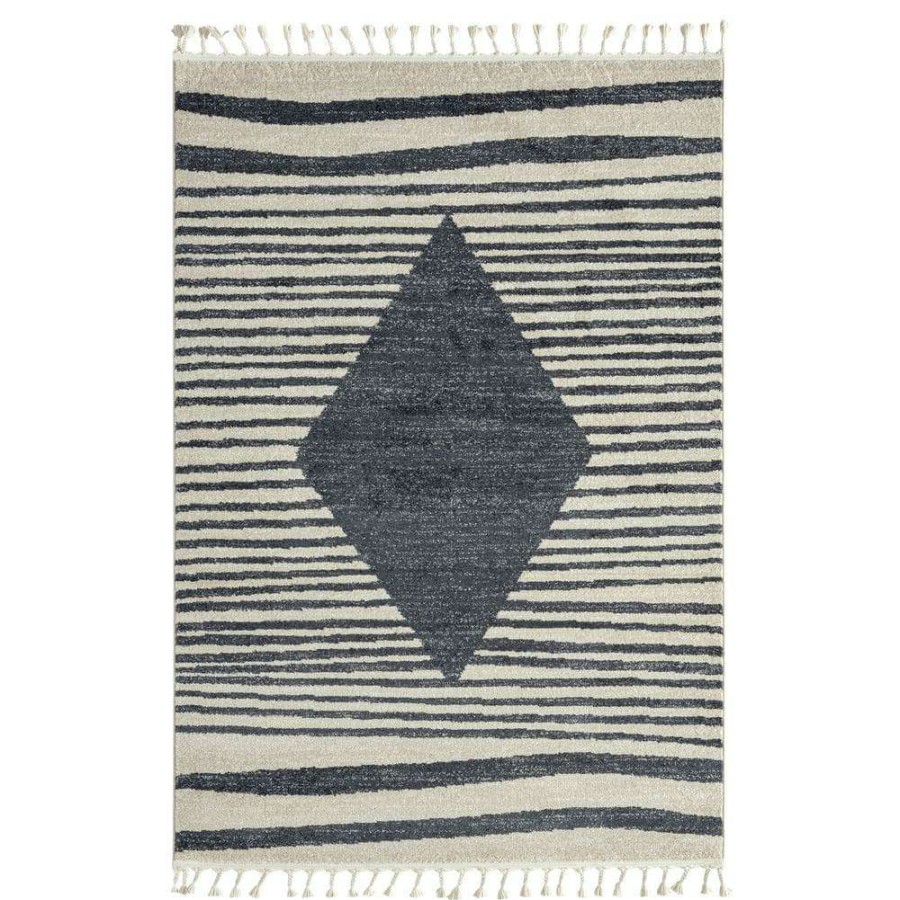 Rugs * | Tulum Cream 5.3 Ft. X 7.6 Ft. Striped Polypropylene Area Rug By Abani