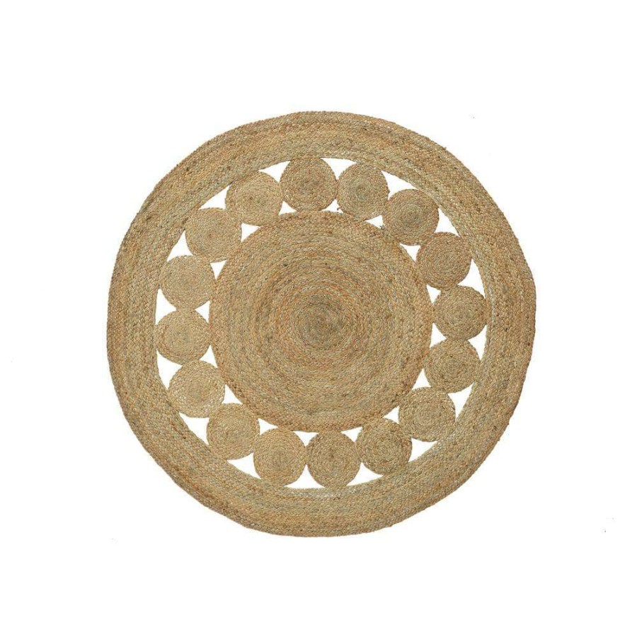 Rugs * | Jute Natural 6 Ft. Round Abstract Jute Area Rug By Abani