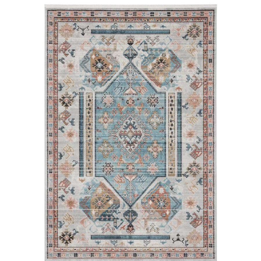 Rugs * | Azure Beige 5 Ft. 3 In. X 7 Ft. 6 In. Oriental Polyester Area Rug By Abani