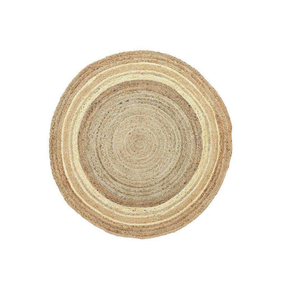 Rugs * | Jute White 6 Ft. Round Abstract Jute Area Rug By Abani