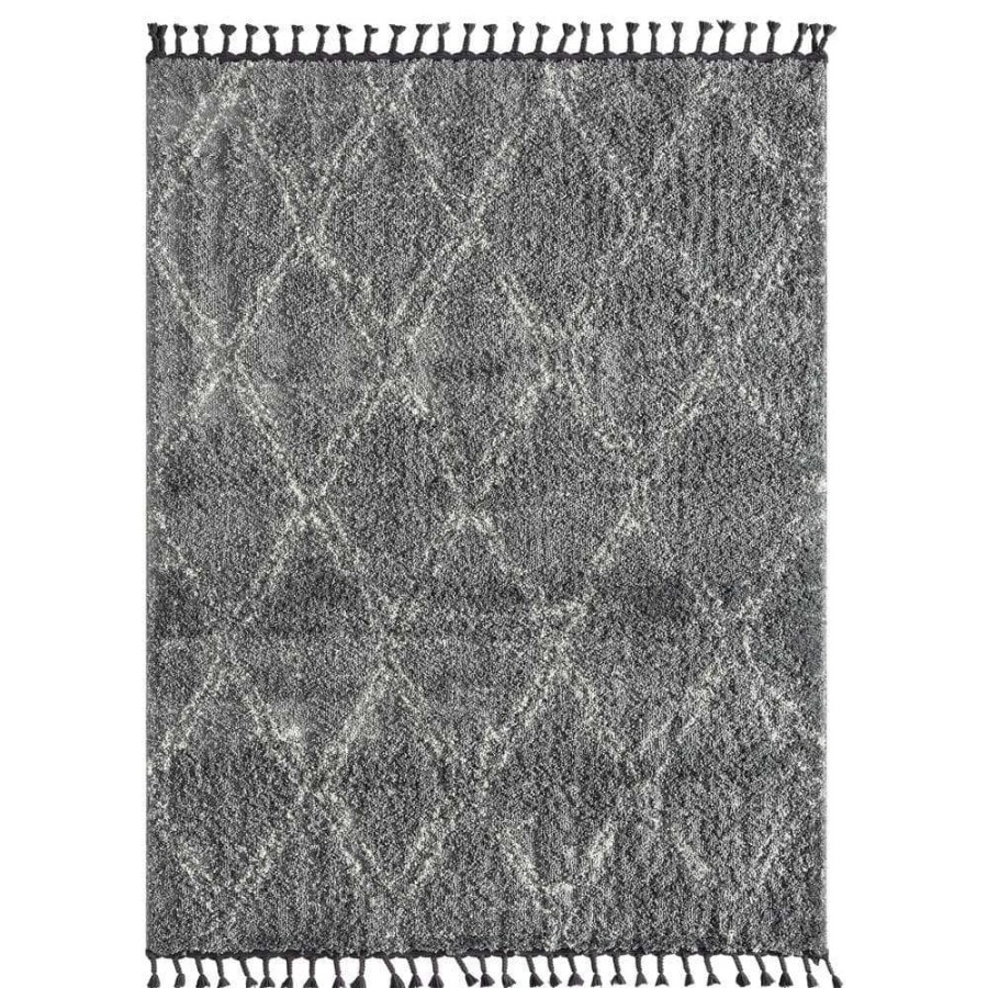 Rugs * | Willow Grey 5 Ft. 3 Ft. X 7 Ft. 6 In. Shag Polypropylene Area Rug By Abani