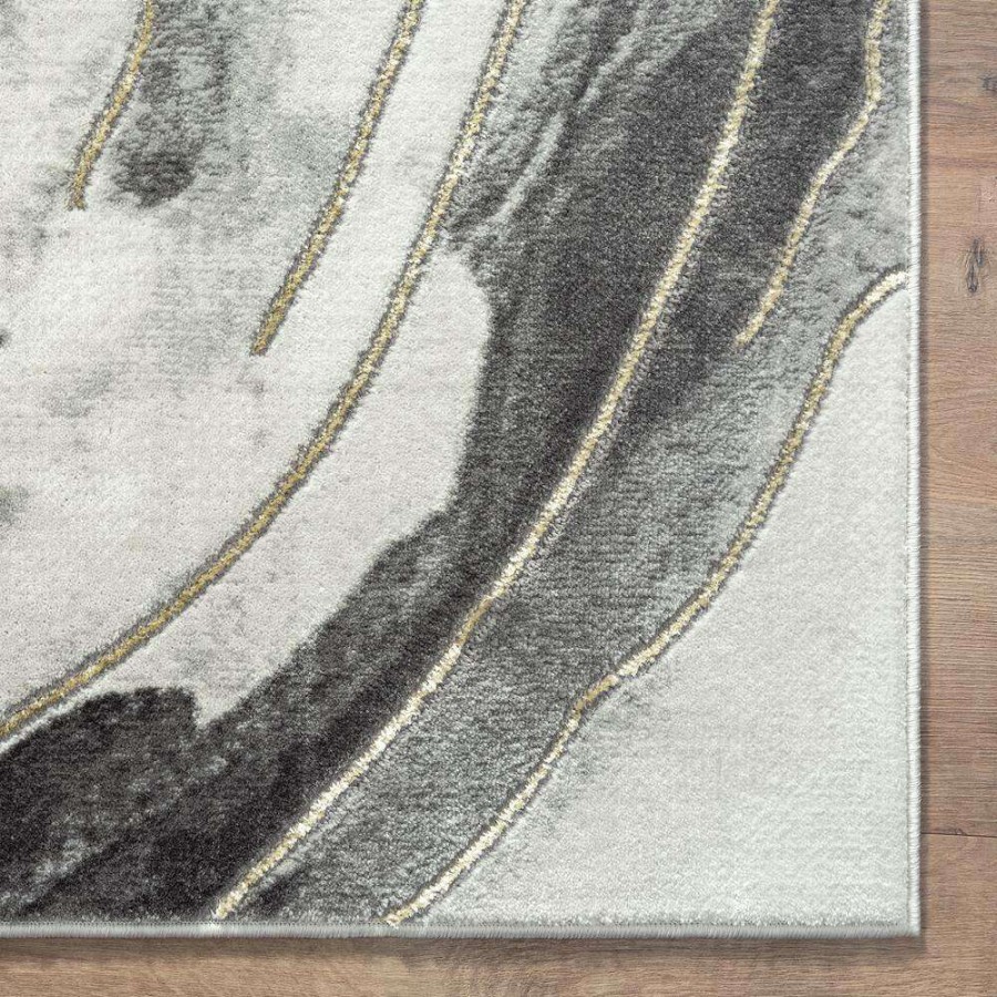 Rugs * | Luna Grey 5 Ft. 3 In. X 7 Ft. 6 In. Abstract Polyester Area Rug By Abani