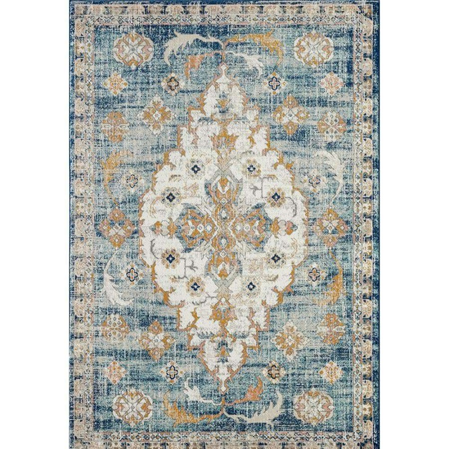 Rugs * | Porto Blue 4 Ft. X 6 Ft. Oriental Polypropylene Area Rug By Abani