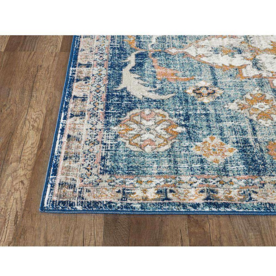 Rugs * | Porto Blue 4 Ft. X 6 Ft. Oriental Polypropylene Area Rug By Abani