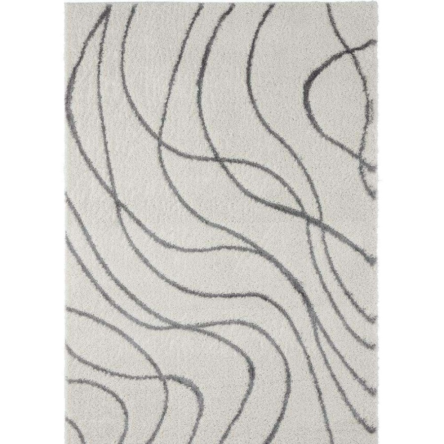 Rugs * | Abani Boston Ivory 6 Ft. X 9 Ft. Shag Polyester Area Rug