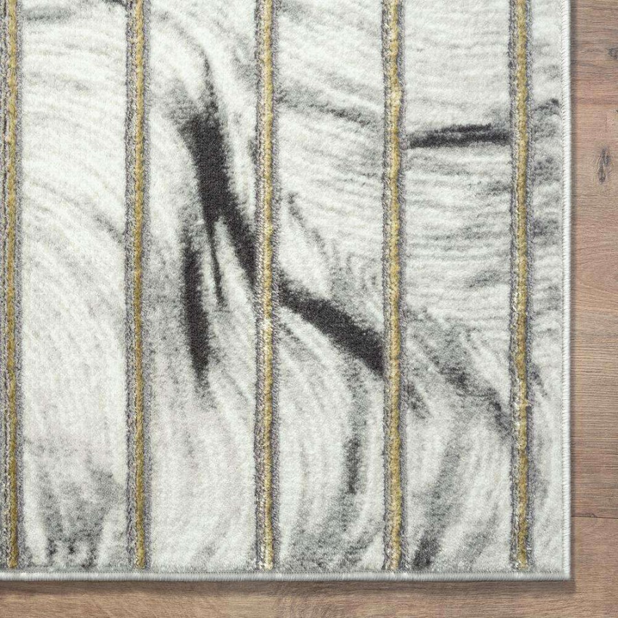 Rugs * | Luna Grey 5 Ft. 3 In. X 7 Ft. 6 In. Striped Polyester Area Rug By Abani