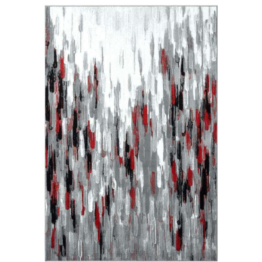 Rugs * | Porto Grey/Red 6 Ft. X 9 Ft. Abstract Polypropylene Area Rug By Abani