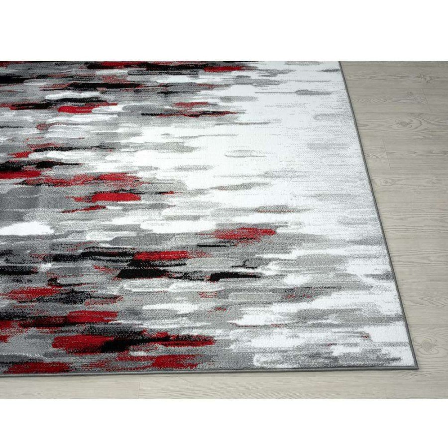 Rugs * | Porto Grey/Red 6 Ft. X 9 Ft. Abstract Polypropylene Area Rug By Abani