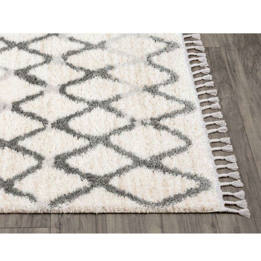 Rugs * | Boston Ivory 6 Ft. X 9 Ft. Abstract Polyester Area Rug By Abani