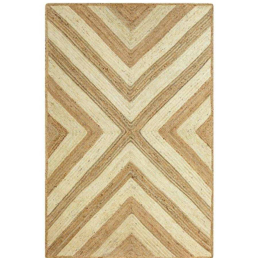 Rugs * | Jute White 6 Ft. X 9 Ft. Geometric Jute Area Rug By Abani