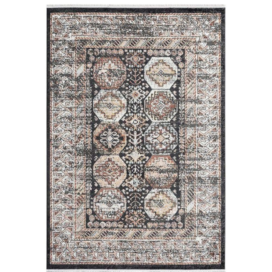 Rugs * | Azure Grey 5 Ft. 3 In. X 7 Ft. 6 In. Oriental Polyester Area Rug By Abani