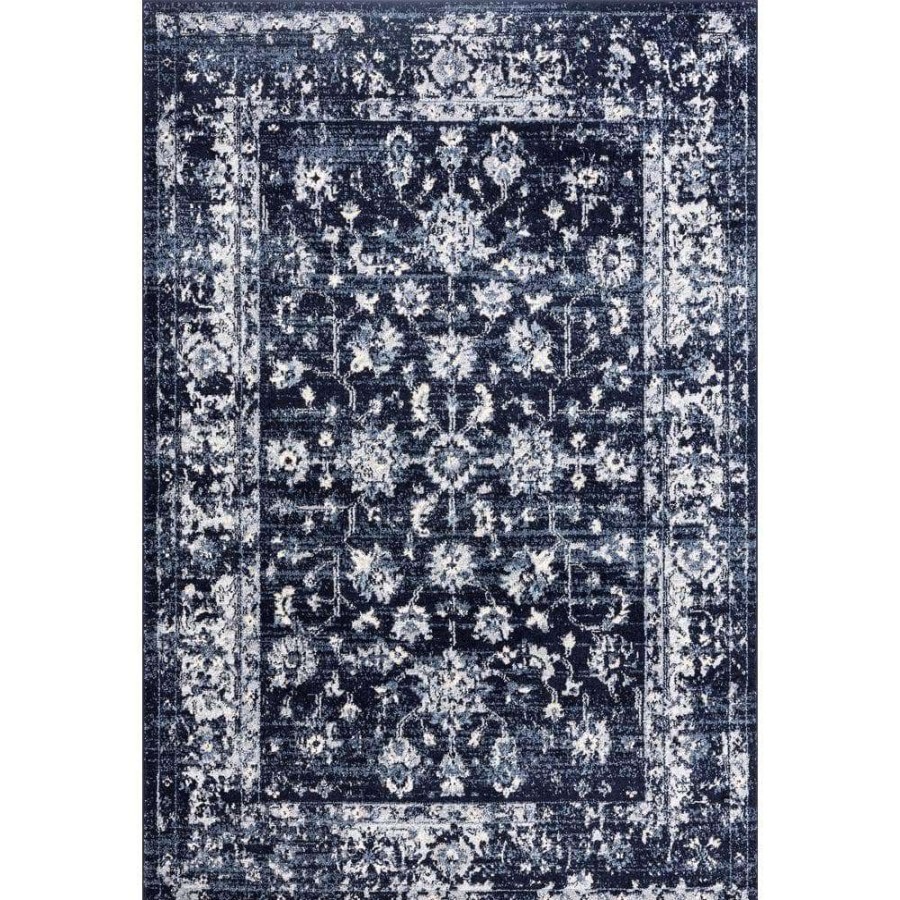 Rugs * | Troy Navy 5 Ft. 3 Ft. X 7 Ft. 6 In. Oriental Polypropylene Area Rug By Abani