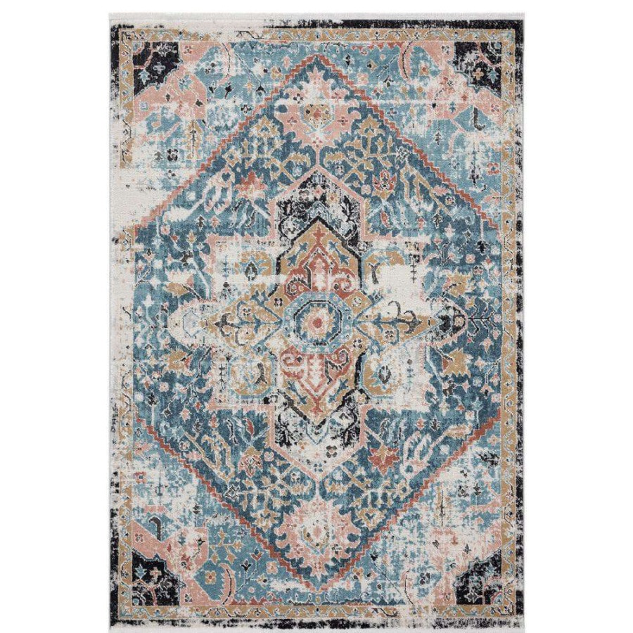 Rugs * | Azure Blue 6 Ft. X 9 Ft. Oriental Polyester Area Rug By Abani