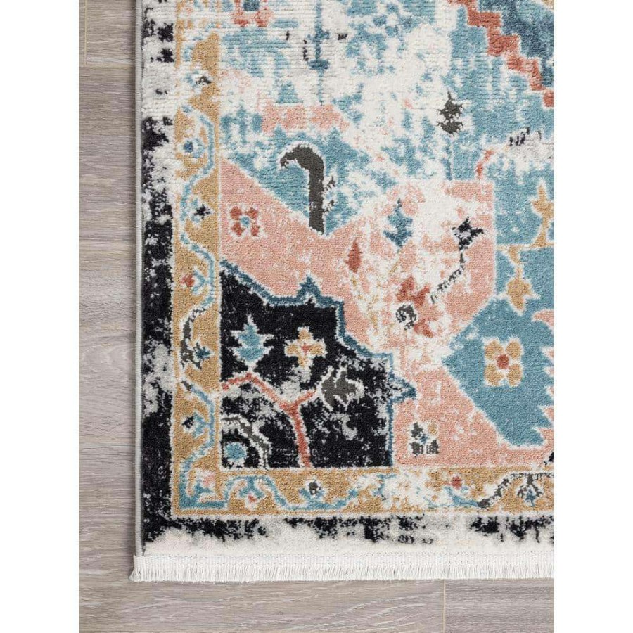 Rugs * | Azure Blue 6 Ft. X 9 Ft. Oriental Polyester Area Rug By Abani