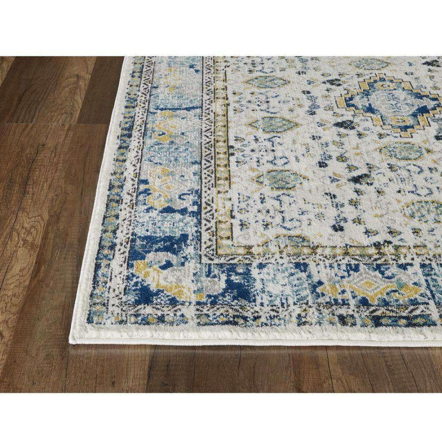 Rugs * | Porto Blue 4 Ft. X 6 Ft. Oriental Polypropylene Area Rug By Abani